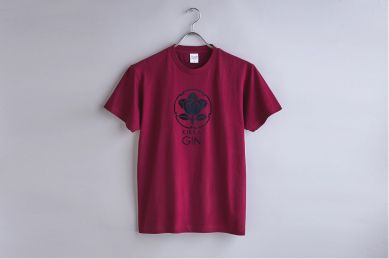 フロッキーTシャツ（バーガンディ）